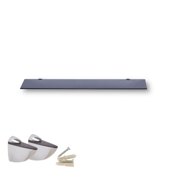 Glasboden 6mm Glasplatte f&uuml;r Glasregal Glasscheibe Regalhalter Bad Glas Regal 40 cm schwarz silber