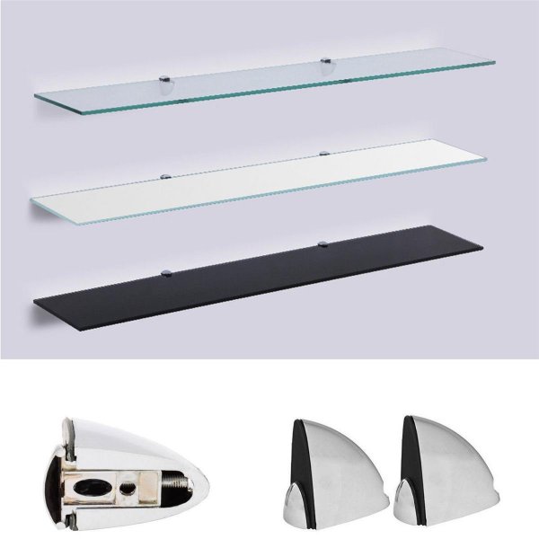 Glasboden 6mm Glasplatte f&uuml;r Glasregal Glasscheibe Regalhalter Bad Glas Regal 40 cm wei&szlig; silber