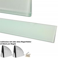 Glasboden 6mm Glasplatte f&uuml;r Glasregal Glasscheibe Regalhalter Bad Glas Regal 40 cm wei&szlig; silber