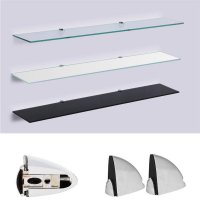 Glasboden 6mm Glasplatte f&uuml;r Glasregal Glasscheibe Regalhalter Bad Glas Regal 40 cm wei&szlig; silber