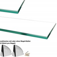 Glasboden 6mm Glasplatte f&uuml;r Glasregal Glasscheibe Regalhalter Bad Glas Regal 40 cm wei&szlig; silber