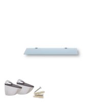 Glasboden 6mm Glasplatte f&uuml;r Glasregal Glasscheibe Regalhalter Bad Glas Regal 40 cm wei&szlig; silber