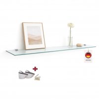 Glasboden 90 cm Glasplatte f&uuml;r Glasregal Glasscheibe Regalhalter Bad Glas Regal Klar Glas mit Halterung