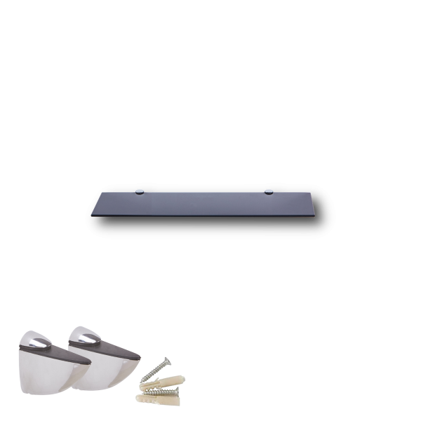 Glasboden 30 cm Glasplatte f&uuml;r Glasregal Glasscheibe Regalhalter Bad Glas Regal schwarz Glas mit Halterung