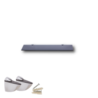 Glasboden 30 cm Glasplatte f&uuml;r Glasregal Glasscheibe Regalhalter Bad Glas Regal schwarz Glas mit Halterung