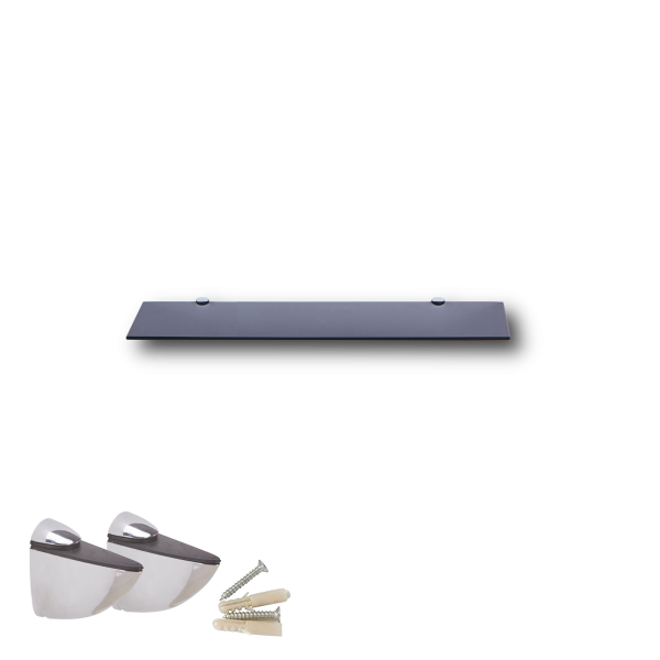 Glasboden 40 cm Glasplatte f&uuml;r Glasregal Glasscheibe Regalhalter Bad Glas Regal schwarz Glas mit Halterung