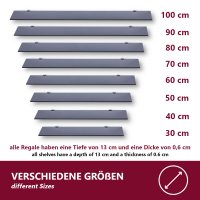 Glasboden 40 cm Glasplatte f&uuml;r Glasregal Glasscheibe Regalhalter Bad Glas Regal schwarz Glas mit Halterung