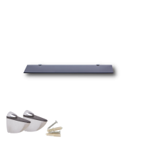 Glasboden 50 cm Glasplatte f&uuml;r Glasregal Glasscheibe Regalhalter Bad Glas Regal schwarz Glas mit Halterung