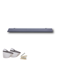 Glasboden 70 cm Glasplatte f&uuml;r Glasregal Glasscheibe Regalhalter Bad Glas Regal schwarz Glas mit Halterung