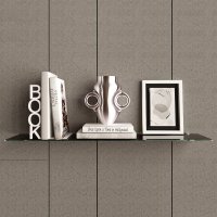 Glasboden 80 cm Glasplatte f&uuml;r Glasregal Glasscheibe Regalhalter Bad Glas Regal schwarz Glas mit Halterung