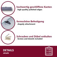 Glasboden 90 cm Glasplatte f&uuml;r Glasregal Glasscheibe Regalhalter Bad Glas Regal schwarz Glas mit Halterung