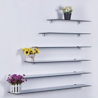Glasboden 90 cm Glasplatte f&uuml;r Glasregal Glasscheibe Regalhalter Bad Glas Regal schwarz Glas mit Halterung