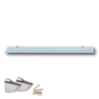 Glasboden 90 cm Glasplatte f&uuml;r Glasregal Glasscheibe Regalhalter Bad Glas Regal wei&szlig; Glas mit Halterung