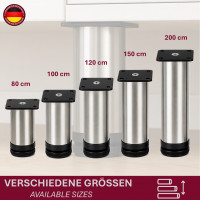 M&ouml;belf&uuml;&szlig;e 80-200 mm 4er Set [H&Ouml;HENVERSTELLBAR] M&ouml;belbeine aus Edelstahl Schrankf&uuml;&szlig;e Verstellbar Geb&uuml;rstet Silber