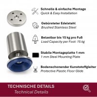 4er Set M&ouml;belfu&szlig; Edel in 4 ver. Gr&ouml;&szlig;en 8/10/12/15