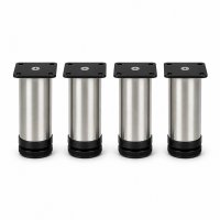 M&ouml;belf&uuml;&szlig;e 120 mm 4er Set [H&Ouml;HENVERSTELLBAR] M&ouml;belbeine aus Edelstahl Schrankf&uuml;&szlig;e Verstellbar Geb&uuml;rstet Silber