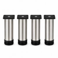 M&ouml;belf&uuml;&szlig;e 150 mm 4er Set [H&Ouml;HENVERSTELLBAR] M&ouml;belbeine aus Edelstahl Schrankf&uuml;&szlig;e Verstellbar Geb&uuml;rstet Silber