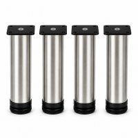 M&ouml;belf&uuml;&szlig;e 200 mm 4er Set [H&Ouml;HENVERSTELLBAR] M&ouml;belbeine aus Edelstahl Schrankf&uuml;&szlig;e Verstellbar Geb&uuml;rstet Silber