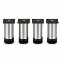 M&ouml;belf&uuml;&szlig;e 80 mm 4er Set [H&Ouml;HENVERSTELLBAR] M&ouml;belbeine aus Edelstahl Schrankf&uuml;&szlig;e Verstellbar Geb&uuml;rstet Silber