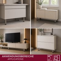 M&ouml;belf&uuml;&szlig;e 80 mm 4er Set [H&Ouml;HENVERSTELLBAR] M&ouml;belbeine aus Edelstahl Schrankf&uuml;&szlig;e Verstellbar Geb&uuml;rstet Silber