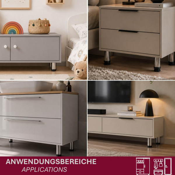 4er Set M&ouml;belfu&szlig; Edel in 4 ver. Gr&ouml;&szlig;en 8/10/12/15 cm
