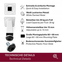 4er Set M&ouml;belfu&szlig; Wei&szlig; lackiert in 4 ver. Gr&ouml;&szlig;en 8/10/12/15 cm