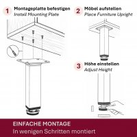 4er Set M&ouml;belfu&szlig; Wei&szlig; lackiert in 4 ver. Gr&ouml;&szlig;en 8/10/12/15 cm