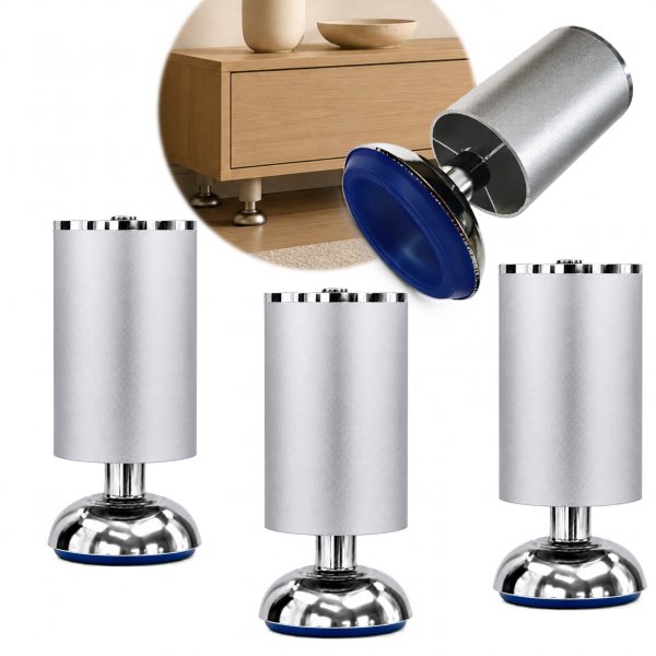 4er Set M&ouml;belfu&szlig; Aluminium Matt in 4 ver. Gr&ouml;&szlig;en 8/10/12/15 cm