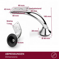 4er Set M&ouml;belfu&szlig; Modern Chrom 10 cm