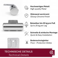 4er Set M&ouml;belfu&szlig; in Chrom 12 cm